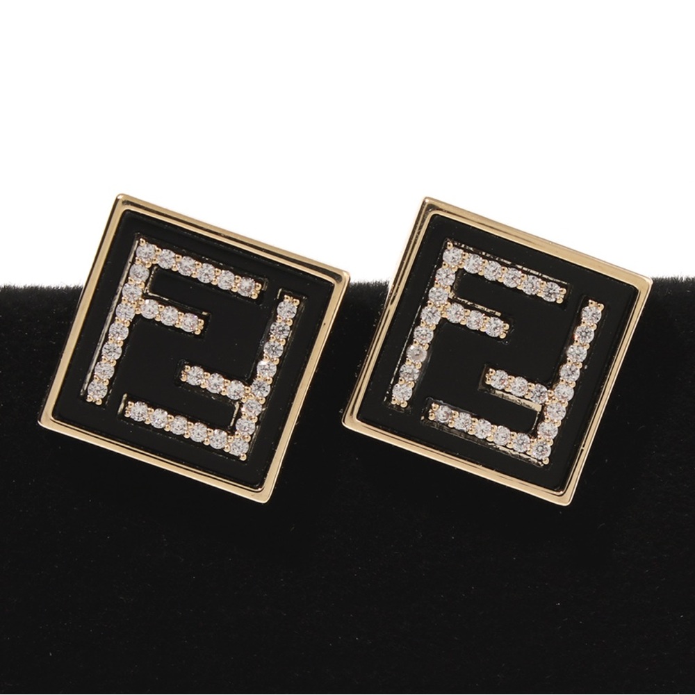 Fendi Elegant Black and Gold Cufflinks